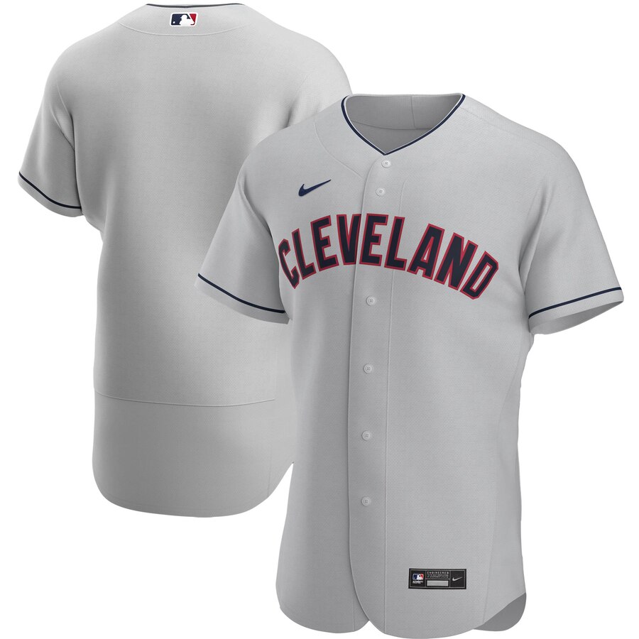 Custom Cleveland Indians Men Nike Gray Road 2020 Authentic Official Team MLB Jersey